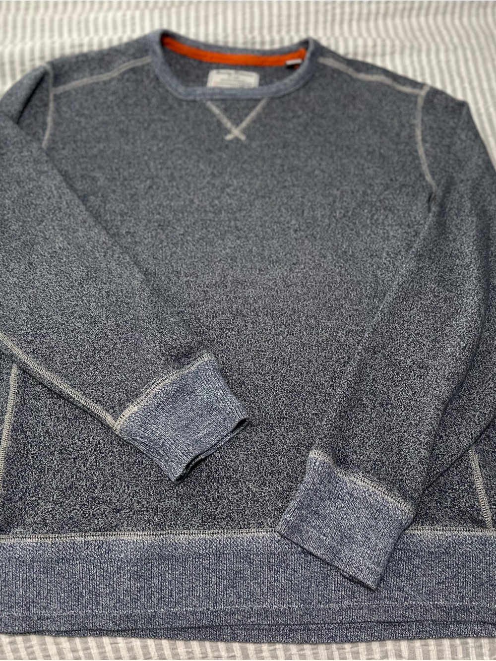 Tommy Bahama Men's Heather Navy Crewneck Sweater Size L 100% Cotton